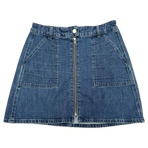 Madewell Denim‎ Mini Skirt Pockets Zip Front Casual Blue Size 27 Retro